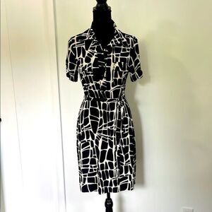 Intermission Womens Black White Shirt Dress Knit Sz 8
